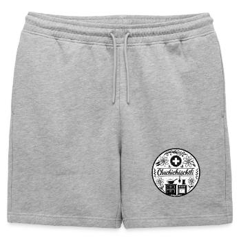 Chuchichäschtli - terme culte suisse - Short de survêtement homme premium - gris chiné - Devant - AI Model Male 178 light (178cm)