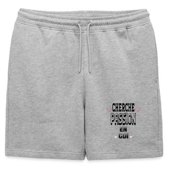 Cherche Passion en CDI - Short de survêtement homme premium - gris chiné - Devant - AI Model Male 178 light (178cm)
