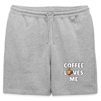 Coffee loves me – Funny coffee message - coffee humor - Mens' Premium Organic Sweatshorts - heather grey - Front - AI Model Male 178 light (178cm)