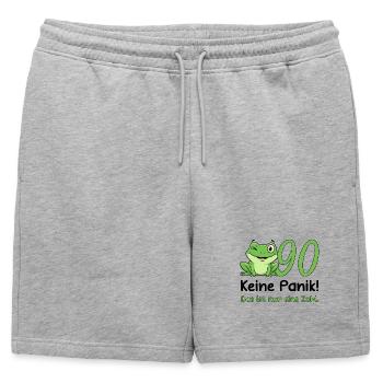 90 Birthday Desig – Don't Panic! Funny Frog - Mens' Premium Organic Sweatshorts - heather grey - Front - AI Model Male 178 light (178cm)