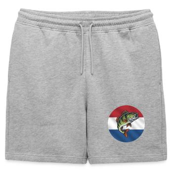 Perch Fishing Netherlands - Mens' Premium Organic Sweatshorts - heather grey - Front - AI Model Male 178 light (178cm)