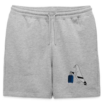 Pigeon with Valise – Illustration urbaine minimaliste - Short de survêtement homme premium - gris chiné - Devant - AI Model Male 178 light (178cm)