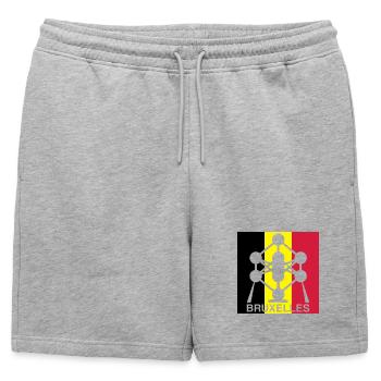 Atomium Bruxelles – Motif du Carré du Drapeau Belge - Short de survêtement homme premium - gris chiné - Devant - AI Model Male 178 light (178cm)