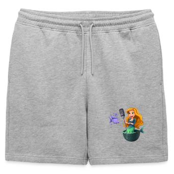 Karaoké sirène sur le net - Short de survêtement homme premium - gris chiné - Devant - AI Model Male 178 light (178cm)