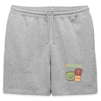 Matcha Matcha et Fouet Mignon, jeu de mots Made In Heaven - Short de survêtement homme premium - gris chiné - Devant - AI Model Male 178 light (178cm)