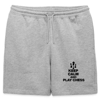KEEP CALM AND PLAY CHESS! CHESS PLAYER black - Mens' Premium Organic Sweatshorts - heather grey - Front - AI Model Male 178 light (178cm)