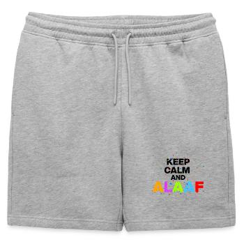 RESTEZ CALMES ET ALAF ! LUNDI GRAS ET CARNAVAL NOIR - Short de survêtement homme premium - gris chiné - Devant - AI Model Male 178 light (178cm)