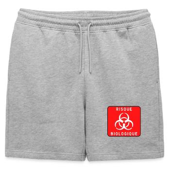 Panneau danger biologique, risque infectieux, mati - Short de survêtement homme premium - gris chiné - Devant - AI Model Male 178 light (178cm)