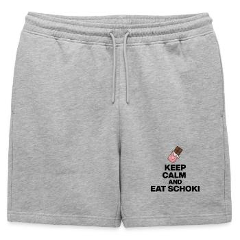 RESTE CALME ET MANGE DU CHOCOLAT, CADEAU DE JUNKIE AU CHOCOLAT - Short de survêtement homme premium - gris chiné - Devant - AI Model Male 178 light (178cm)