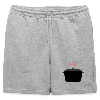 Cuisson à la vapeur dans une casserole - Short de survêtement homme premium - gris chiné - Devant - AI Model Male 178 light (178cm)