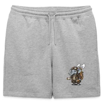 Éléphant Explorateur Steampunk Vapeur Rétro - Short de survêtement homme premium - gris chiné - Devant - AI Model Male 178 light (178cm)