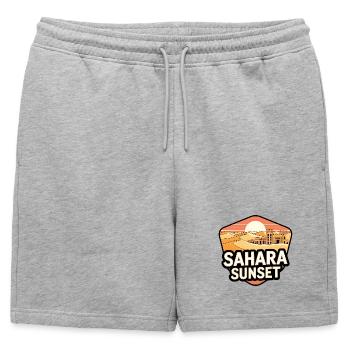 Château du Coucher du Soleil Sahara - Short de survêtement homme premium - gris chiné - Devant - AI Model Male 178 light (178cm)