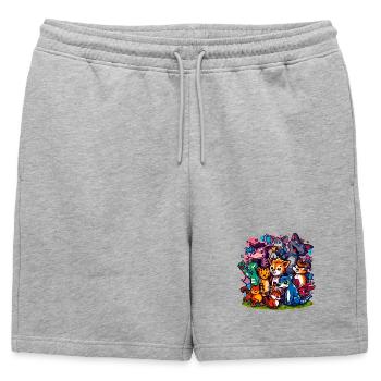 Animals Group Cartoon Colors - Mens' Premium Organic Sweatshorts - heather grey - Front - AI Model Male 178 light (178cm)