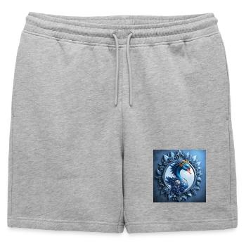 Blason du Phénix bleu dans le cadre - Short de survêtement homme premium - gris chiné - Devant - AI Model Male 178 light (178cm)