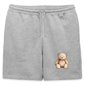 ours en peluche, nounours, animal en peluche - Short de survêtement homme premium - gris chiné - Devant - AI Model Male 178 light (178cm)