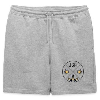 Signe de main du marié pour enterrement de vie de garçon Cercle de bière POS 3C - Short de survêtement homme premium - gris chiné - Devant - AI Model Male 178 light (178cm)