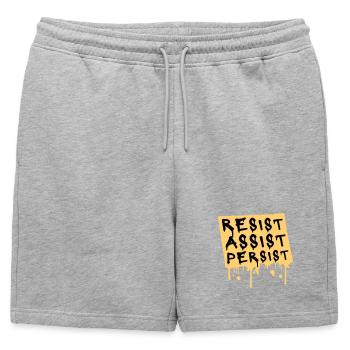 Resist Assist Persist Activism Motivation Logo - Mens' Premium Organic Sweatshorts - heather grey - Front - AI Model Male 178 light (178cm)