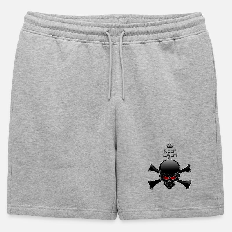 Bleib ruhig oder sterbe, Schwarzer Schädel - Männer Premium Organic Sweatshorts - Grau meliert