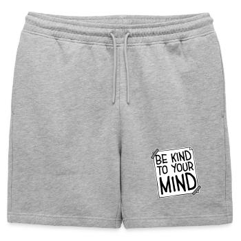 Soyez gentil avec votre esprit Logo drôle de santé mentale - Short de survêtement homme premium - gris chiné - Devant - AI Model Male 178 light (178cm)
