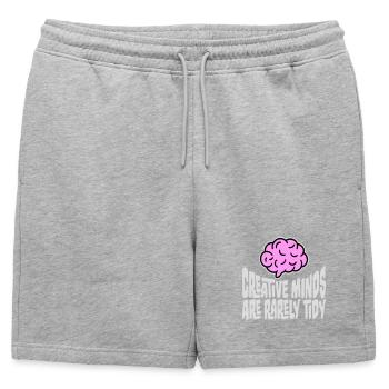 Les esprits créatifs sont rarement bien rangés Logo créatif drôle - Short de survêtement homme premium - gris chiné - Devant - AI Model Male 178 light (178cm)