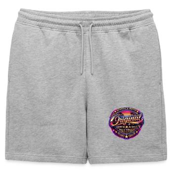 Insigne rétro Neon Synthwave des années 1980 Original 1986 - Short de survêtement homme premium - gris chiné - Devant - AI Model Male 178 light (178cm)