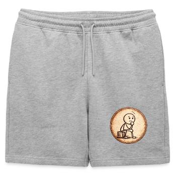 Sketch du Penseur Sépia - Short de survêtement homme premium - gris chiné - Devant - AI Model Male 178 light (178cm)