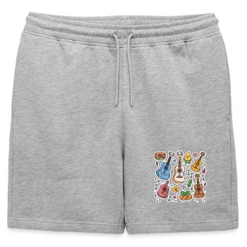 Style de bande dessinée au ukulélé - Short de survêtement homme premium - gris chiné - Devant - AI Model Male 178 light (178cm)