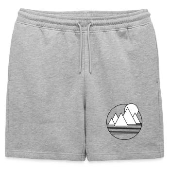 Paysage désertique minimaliste - Short de survêtement homme premium - gris chiné - Devant - AI Model Male 178 light (178cm)
