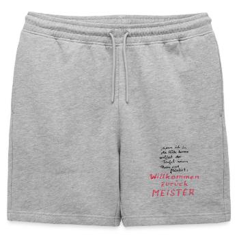 Willkommen zurück Meister - Männer Premium Organic Sweatshorts - Grau meliert - Vorne - AI Model Male 178 light (178cm)