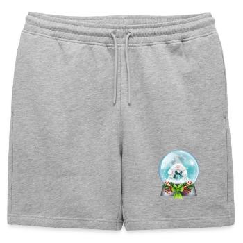 Snow Globe Santa with Candy Canes - Mens' Premium Organic Sweatshorts - heather grey - Front - AI Model Male 178 light (178cm)
