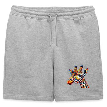 Girafe colorée et peinte comme Arlequin - Short de survêtement homme premium - gris chiné - Devant - AI Model Male 178 light (178cm)