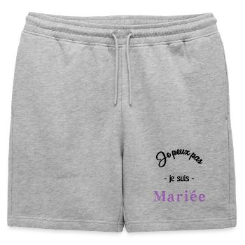 MARIEE. FUTURE MARIEE - Short de survêtement homme premium - gris chiné - Devant - AI Model Male 178 light (178cm)