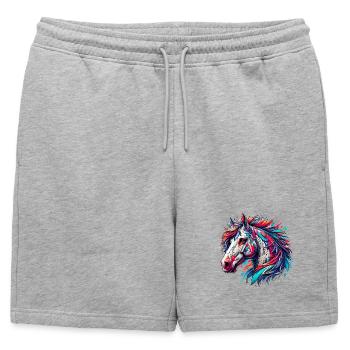 Cheval - Short de survêtement homme premium - gris chiné - Devant - AI Model Male 178 light (178cm)