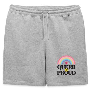Mois de la fierté LGBT - Queer et fier - Short de survêtement homme premium - gris chiné - Devant - AI Model Male 178 light (178cm)