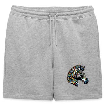 Zebra - Mens' Premium Organic Sweatshorts - heather grey - Front - AI Model Male 178 light (178cm)