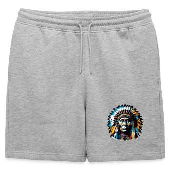 Amérindien Américain - Short de survêtement homme premium - gris chiné - Devant - AI Model Male 178 light (178cm)