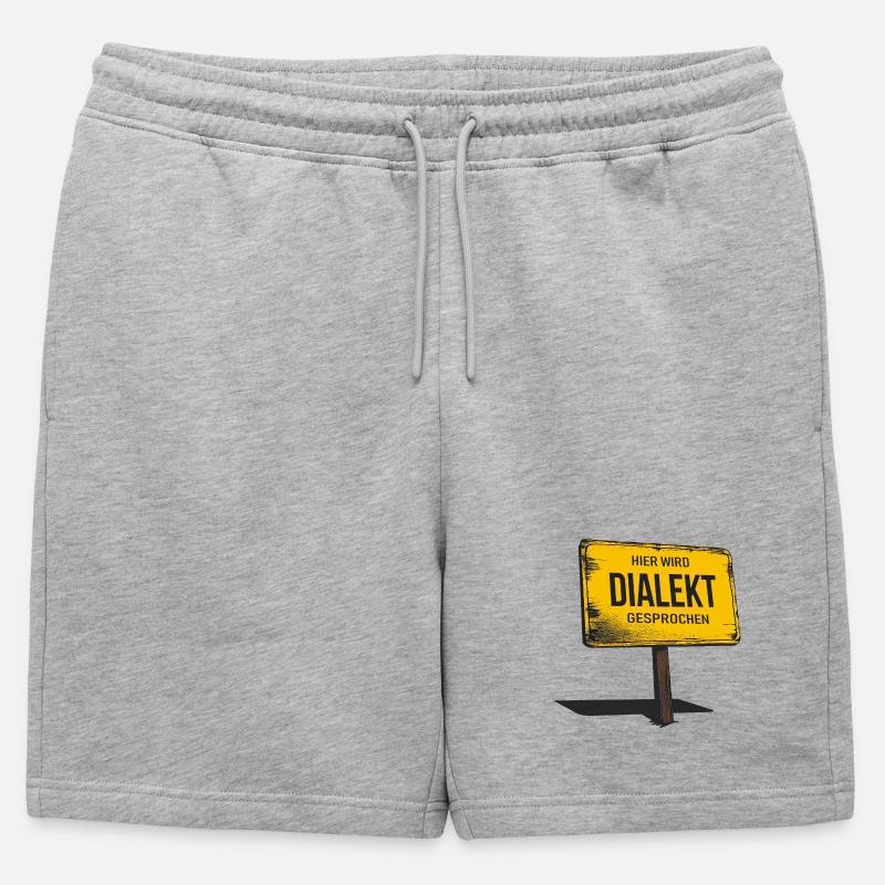 Hier wird Dialekt gesprochen – Lustiger Spruch - Männer Premium Organic Sweatshorts - Grau meliert