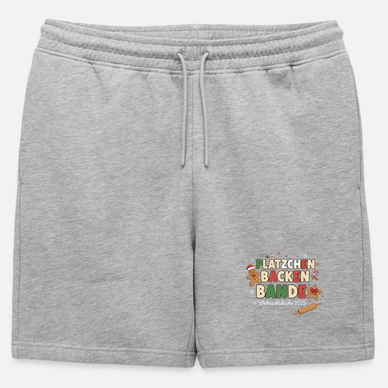 Plätzchen Backen Bande – Weihnachtsküche 2025 - Männer Premium Organic Sweatshorts - Grau meliert