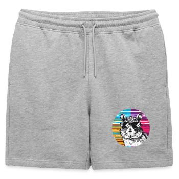 Hamster avec lunettes de soleil - Short de survêtement homme premium - gris chiné - Devant - AI Model Male 178 light (178cm)