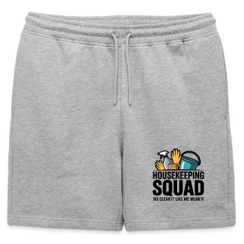 Conception de nettoyage amusante - Short de survêtement homme premium - gris chiné - Devant - AI Model Male 178 light (178cm)