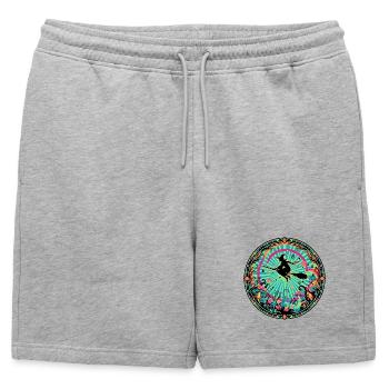 Wild Forest Magic Witches' Flight Psychedelic Motif - Mens' Premium Organic Sweatshorts - heather grey - Front - AI Model Male 178 light (178cm)