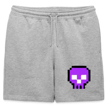 Pixel Skull Game Over - Mens' Premium Organic Sweatshorts - heather grey - Front - AI Model Male 178 light (178cm)