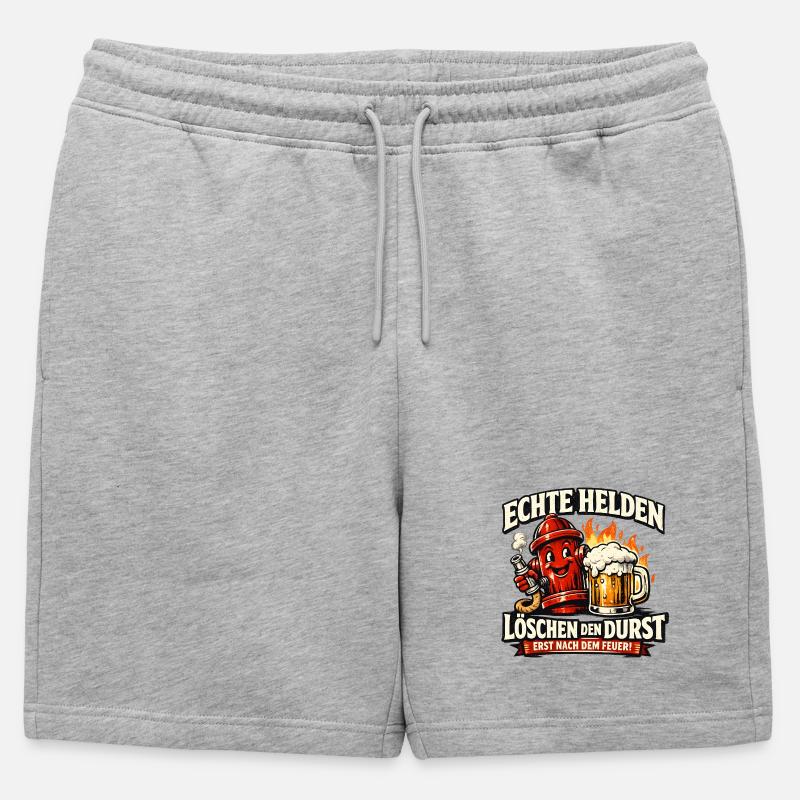 Echte Helden löschen den Durst - Männer Premium Organic Sweatshorts - Grau meliert