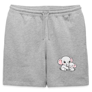 Maman éléphante blottie avec son petit bébé - Short de survêtement homme premium - gris chiné - Devant - AI Model Male 178 light (178cm)