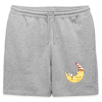 Chat dans la lune je rêve je cadeau de bonne nuit - Short de survêtement homme premium - gris chiné - Devant - AI Model Male 178 light (178cm)