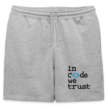 in code we trust ! - Short de survêtement homme premium - gris chiné - Devant - AI Model Male 178 light (178cm)