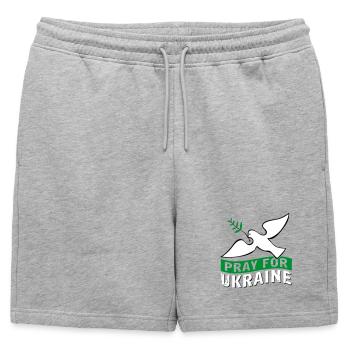 Priez pour l’Ukraine avec des | pigeons Vectorgraphique - Short de survêtement homme premium - gris chiné - Devant - AI Model Male 178 light (178cm)