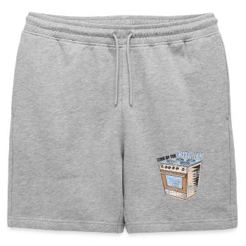 Cuisinière - - Cuisine | Roi de la cuisine - Short de survêtement homme premium - gris chiné - Devant - AI Model Male 178 light (178cm)