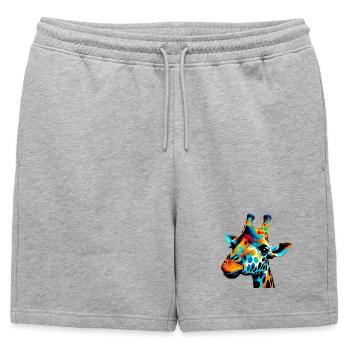 Girafe Pop Art - Short de survêtement homme premium - gris chiné - Devant - AI Model Male 178 light (178cm)
