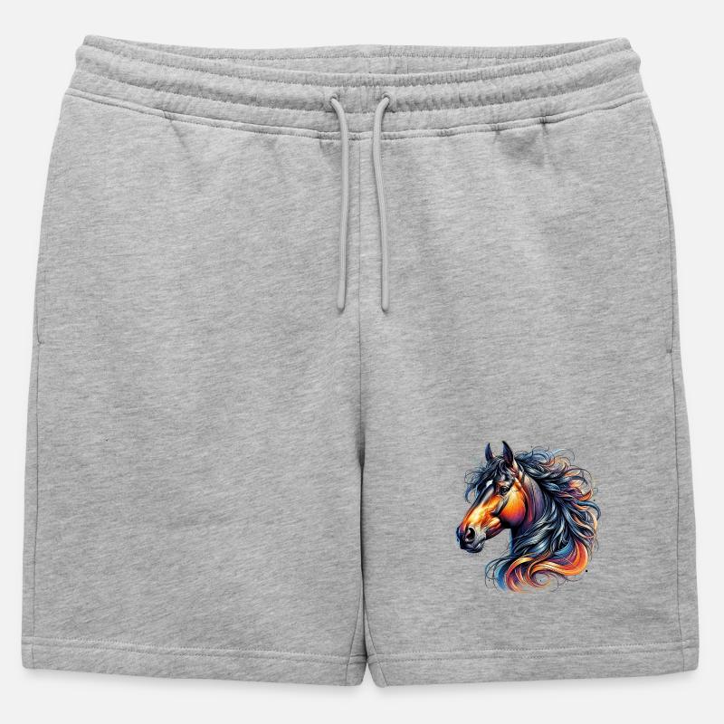Pferd - Männer Premium Organic Sweatshorts - Grau meliert